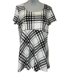 Motherhood Maternity Top Blouse Plaid Black White Size XL